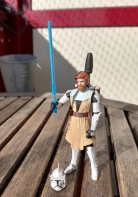 Star Wars Clone Wars Obi-Wan Kenobi Firing Jet Backpack 2008 KOMPLETT
