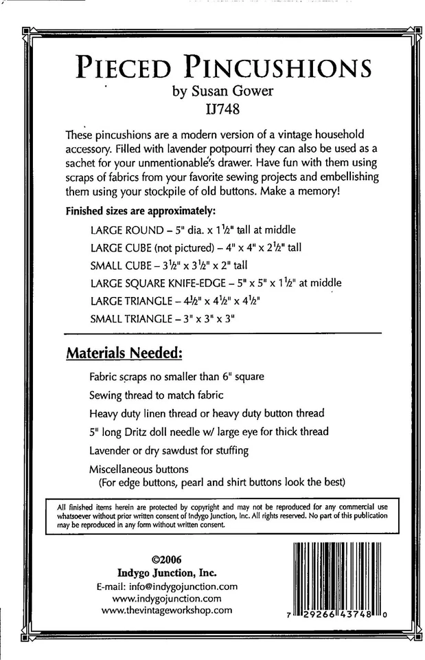 Indygo Junction ~ PIECED PINCUSHIONS ~ Cute!  Pincushions or Filled w/ Potpourri - Image 2 of 2