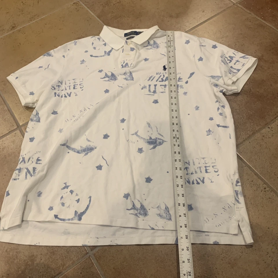 Camisa Polo Ralph Lauren Hombres XXL 2XL AOP Personalizada Calce Ajustado Manga Corta Foto 4 de 4