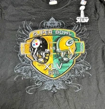 Super Bowl XLV Pittsburgh Steelers, Green Bay Packers Reebok 2XL T Shirt NFL