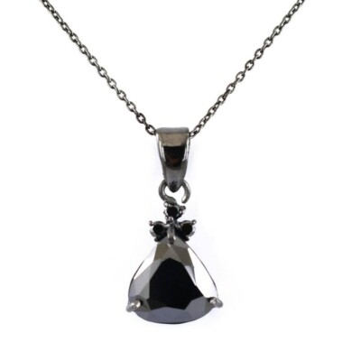 5 Karat Schwarz Diamant Anhänger Trillion Form Rhodiniert AAA Zertifiziert