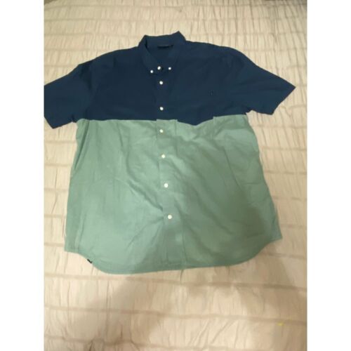 Vans Men's Casual Button-Down Shirts Navy Blue & Sage Green Cotton XL