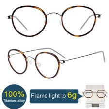 Men's Round glasses Tortoise round frame blue titanium alloy legs womens eyewear