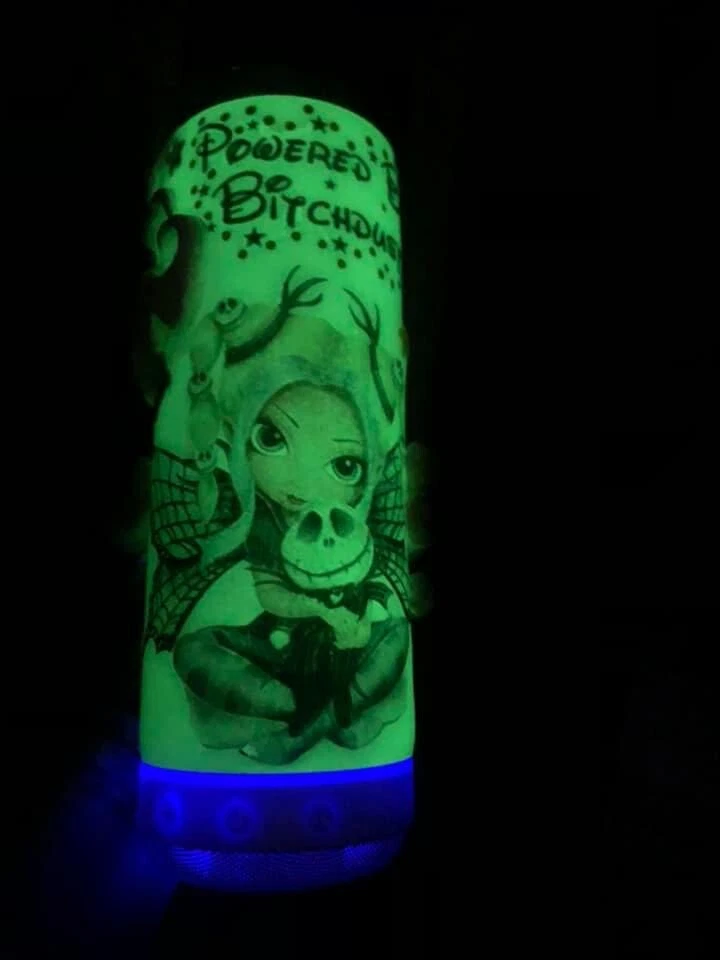 Tumbler With Blue Tooth ,20oz ,3D Stainless Steel Glow In dark! Handmade. 🤩