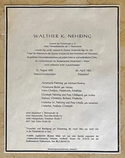 WW2 GERMAN GEN. COMMANDER OF THE AFRIKA KORPS WALTHER K. NEHRING MOURNING CARD