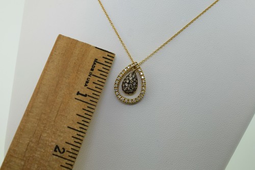 Le Vian Levian 14k Yellow Gold Vanilla & Chocolate Diamonds Teardrop Necklace - Picture 5 of 7