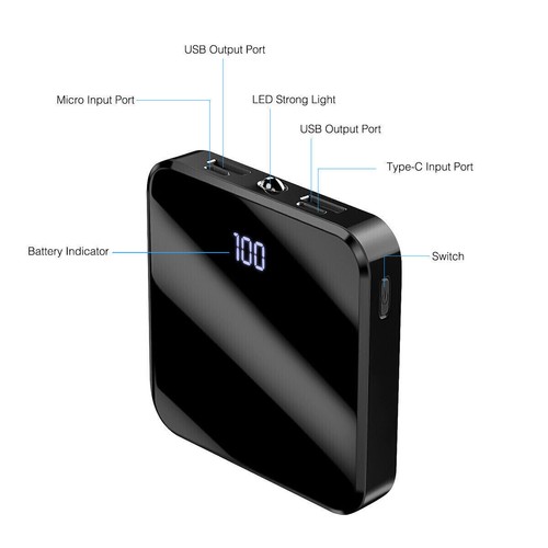 10000mah Mini Power Bank Dual USB Portable Battery Charger for Cellphone - Photo 8 sur 14