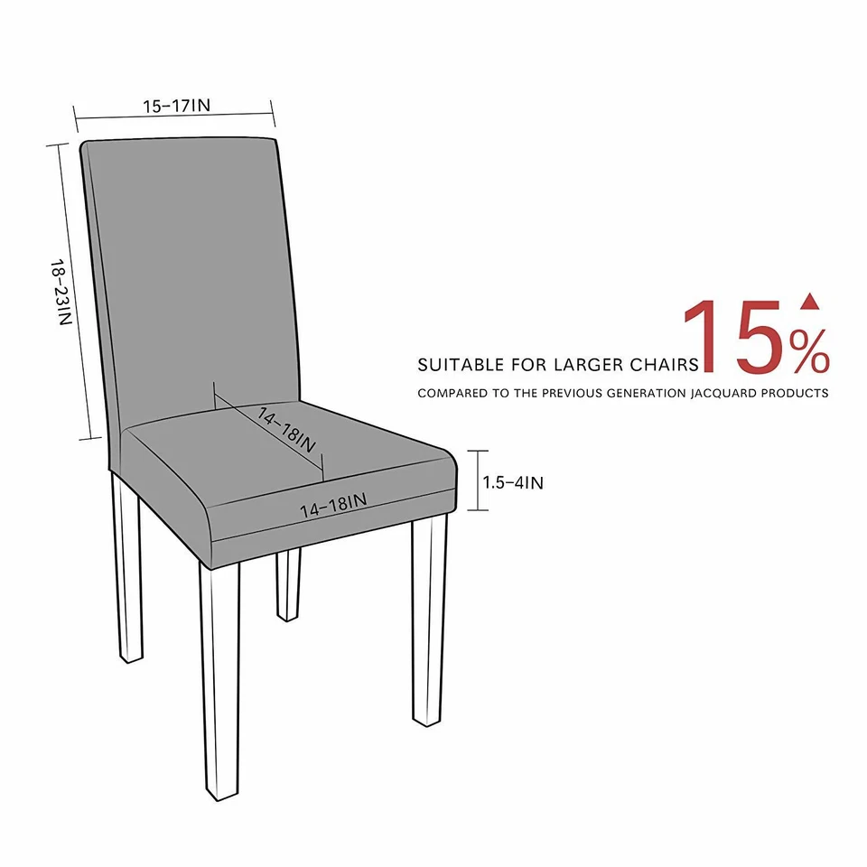 Denim Blue Fabric Polyester Knitting Jacquard Cushion Dining Chair Slipcover  - Image 4 of 4