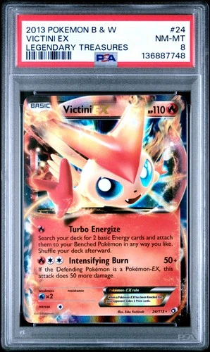 PSA 8 Victini Ex #24 2013 Pokemon Black & White Legendary Treasures 136887748