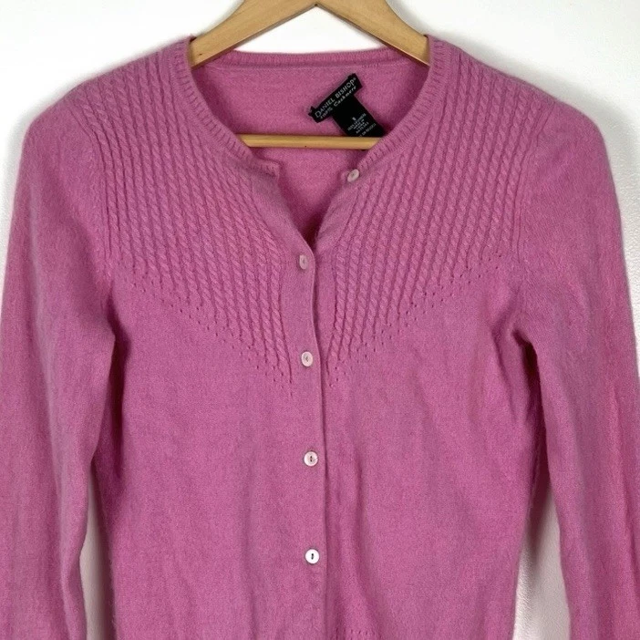 Cárdigan Daniel Bishop Rosa Cachemira Talla S Suéter Suave Delicado Femenino Foto 2 de 4