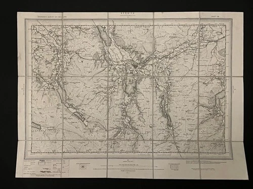 1897 Ordnance Survey Map 1 Inch To 1 Mile Sheet 29 Keswick On Linen
