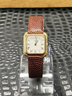 Concord Swiss White Roman Dial Square 18K Electroplated Vintage WORKING Watch