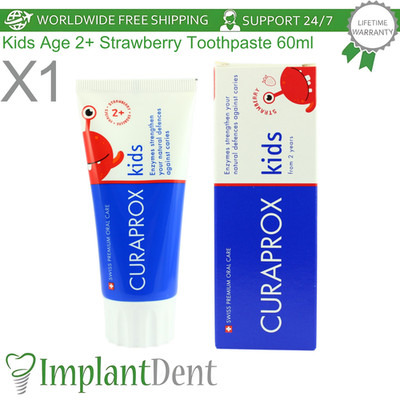 Dental Strawberry Toothpaste 60ml Kids Age 2+ Gentle Oral Care Hygiene Curaprox