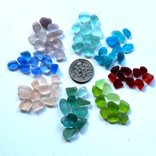 Surf Tumbled Sea Glass 80 Tiny Pieces Craft Quality In VERY RARE Colors