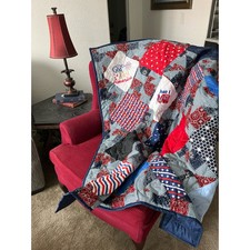 Red White and Blue Patriots Throw Quilt