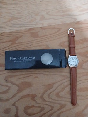 PierCarlo d 'Alessio Designer Collection Watch With Brown Leather Strap. Tested,