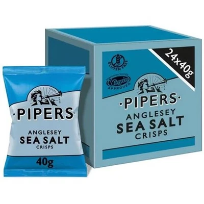 Pipers Gluten Free Anglesey Sea Salt Crisps 24 x 40g - Image 1 of 3