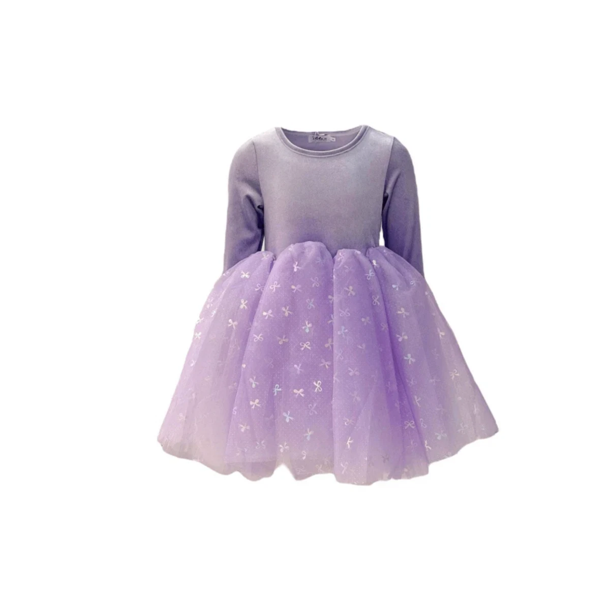 Lola + the Boys Ballerina Bow Dress Girls 8 Lavender Purple Crew Neck Tulle