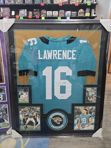 Trevor Lawrence 42×34 Framed Autographed Jersey PSA certified Authentic Jaguars