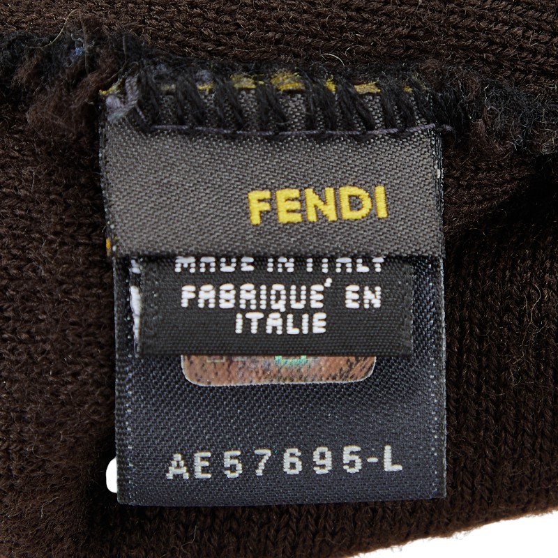 FENDI Zucca Knit Cap Black Brown Wool Women's FENDI thumbnail 4
