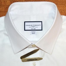 Charles Tyrwhitt Classic Fit 17.5 34 solid white non iron dress shirt g7j4