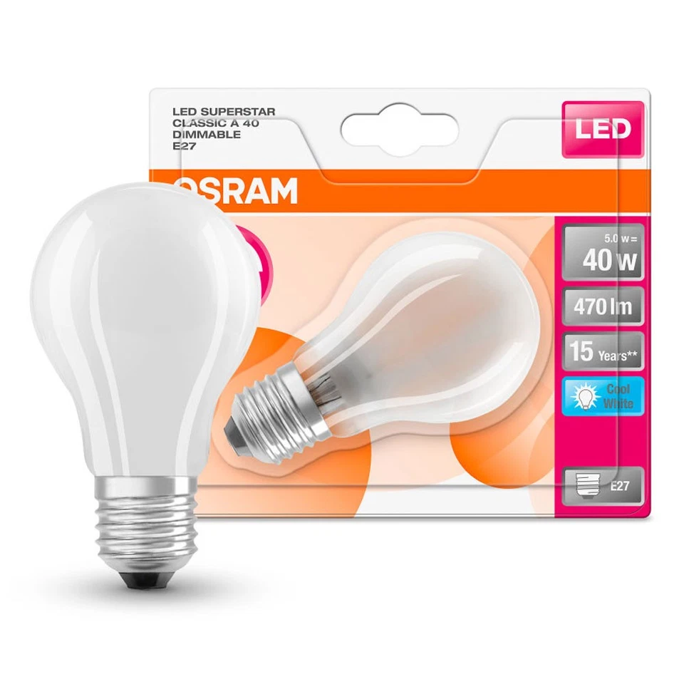 6 x Osram LED Filament Birnenform A60 5W = 40W E27 matt 470lm 4000K DIMMBAR - Bild 2 von 4