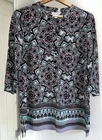 Lovely Silky Marisota Kaftan Tunic Multicolour Aztec Pattern 3/4 Sleeves 14