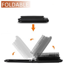 2 Pcs Foldable Hair Brush with Mirror Portable Travel Hair Brush Pocket Size ...
