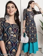 Daily wear kurti for Women Crepe Fabric Printed Straight Kurti, Extra plus Size