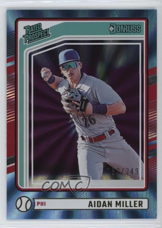 2024 Panini Donruss Rated Prospects Red & Green Laser Aidan Miller #101 0rd2
