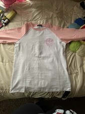 Authentic Chrome Hearts Tshirt in soft pink featuring iconic gothic cross design