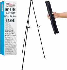 63" High Heavy Duty Metal Folding Display Easel - Adjustable Height, Holds 10 Lb