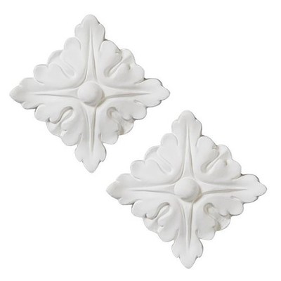 2er Pack dekorative quadratische Deckenrosen klassisch verziert Polyurethan 100 mm