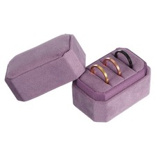 Velvet Ring Box for 3 Slots, 2.36x1.54x1.85 Inches, Purple
