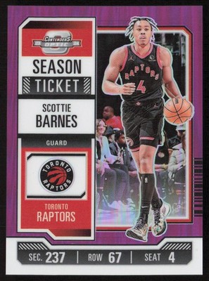 Scottie Barnes 2023-24 Panini Contenders Optic Purple #/15 #58 Toronto Raptors