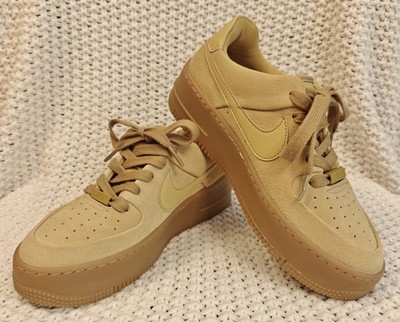 Nike Women's Air Force 1 Sage Low Club Gold Suede Platform Sneakers - Sz 6.5