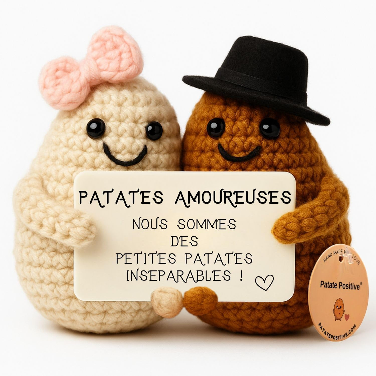 Cadeau Anniversaire Mariage Couple de Patates en Laine Tricotée Main