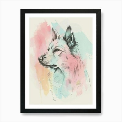 Pastell Norweger Buhund Hund Linie Il gerahmtes Wandbild Poster Leinwanddruck Bild