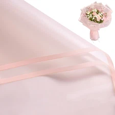 20 Sheets Flower Wrapping Paper - 22.4 x 22.4 inch Pink Border Water-Resistant F