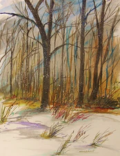 Original Winter Landscape WATERCOLOR Painting Williams JMW art Realism SALE