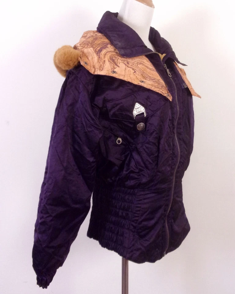 vintage 80s Kaelin Skiing Finesse Women's Purple Ski Jacket Downhill Hooded 8/38 - Image 2 of 4