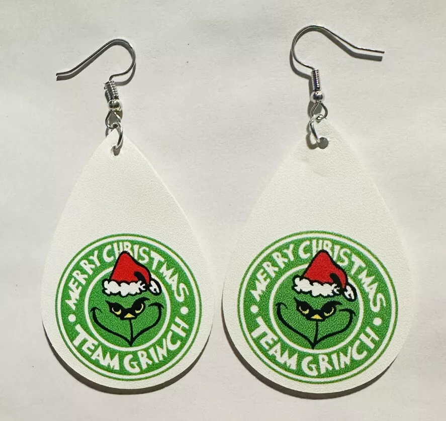 Grinch shop leather earrings
