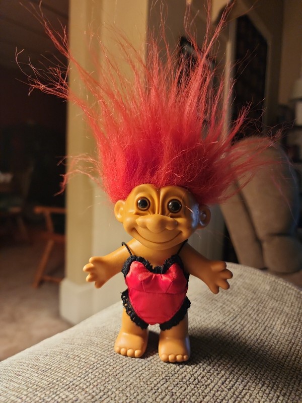 Valentine's Day Red Lingerie Russ Troll Figurine Red Hair Vintage 