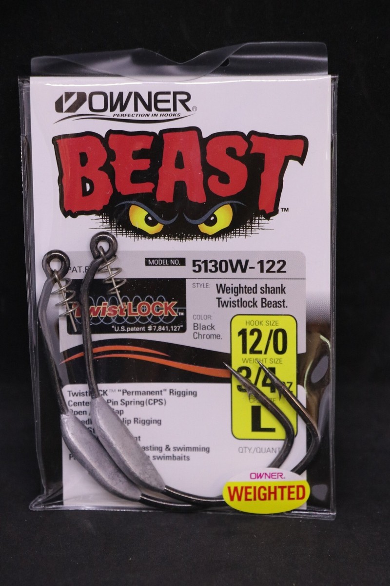 OWNER 5130W-122 WEIGHTED BEAST w/ TWISTLOCK Hook Size 12/0