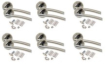 6 sets Indiana Style Duo Finished Chrome Door Handles on Rose cw Hinges & Latch