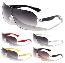 KHAN SPORT ONE PIECE SHIELD LENS AVIATOR SUNGLASSES WRAP AROUND OUTDOOR RETRO