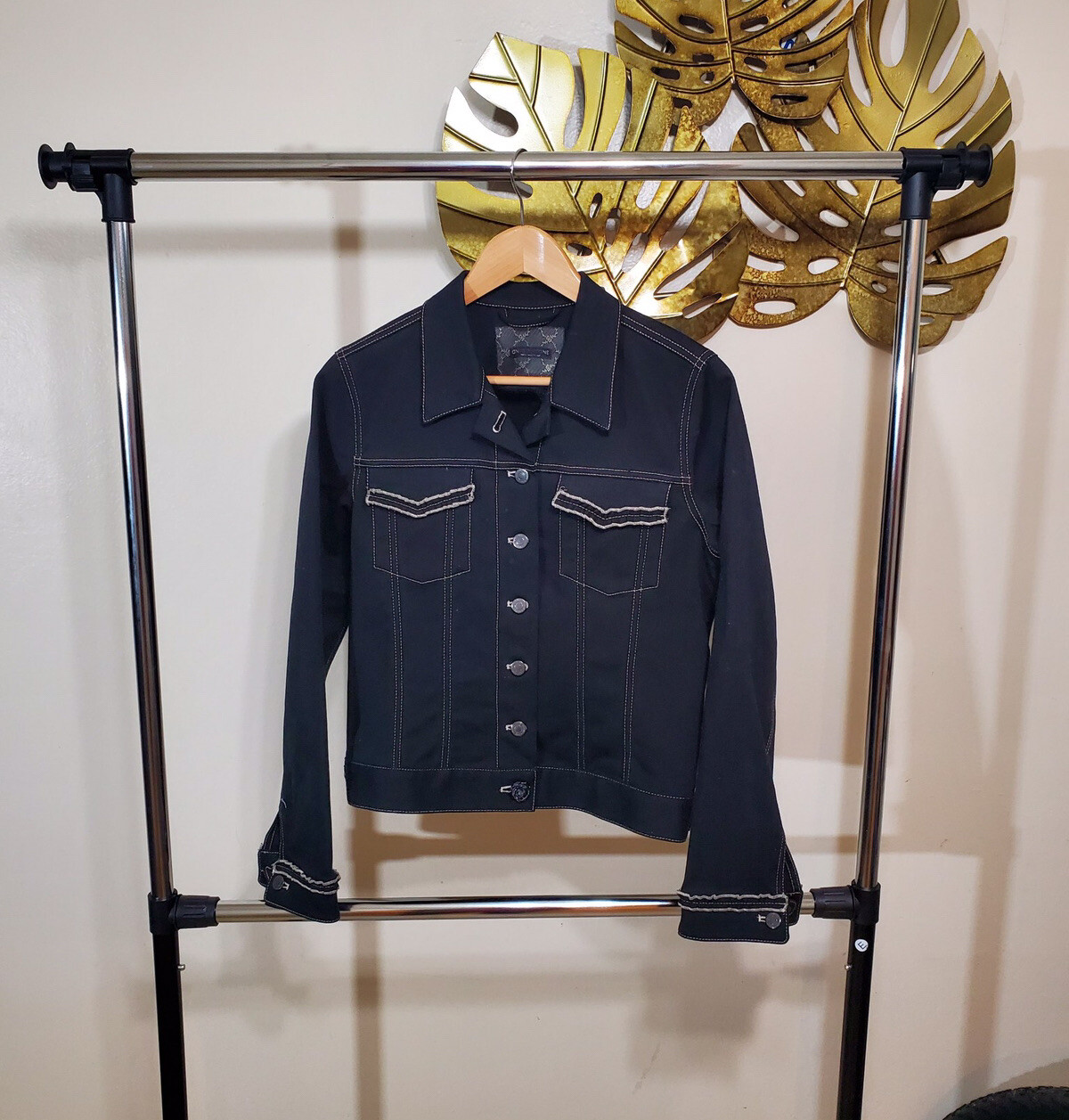 Anne Fontaine Black Denim Jacket Size 