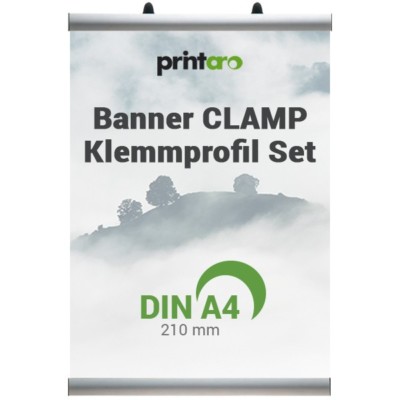 Werbebanner-Klemmschienen-Set   Alu-CLAMP DIN A4/21cm