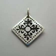 Sterling Silver FLEUR DE LIS Charm for Bracelet PENDANT French Flower QUILTING