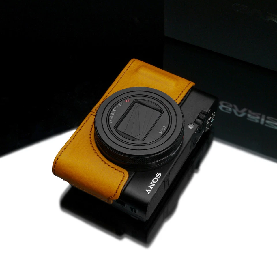 Media funda de cuero Gariz Sony RX100M6 RX100VI 6ª generación HG-RX100M6MT mostaza Foto 4 de 4